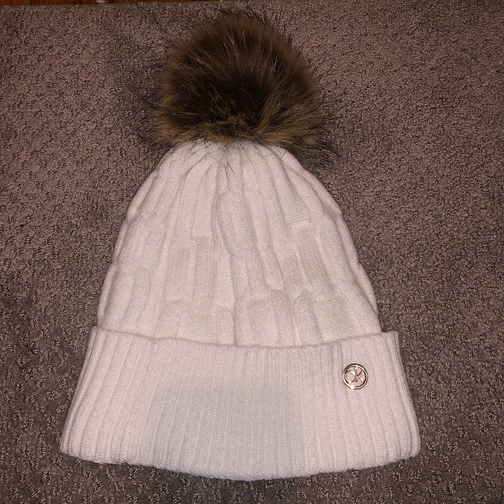 Calvin Klein white Pom hat
